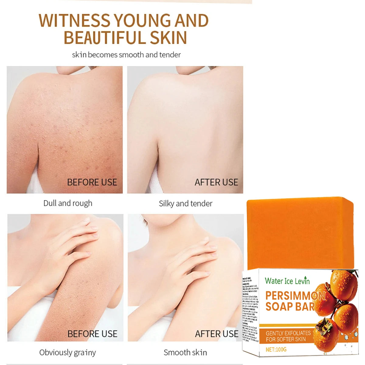 Jabón de Caqui y Colágeno — Exfoliación Suave con Ácido Hialurónico